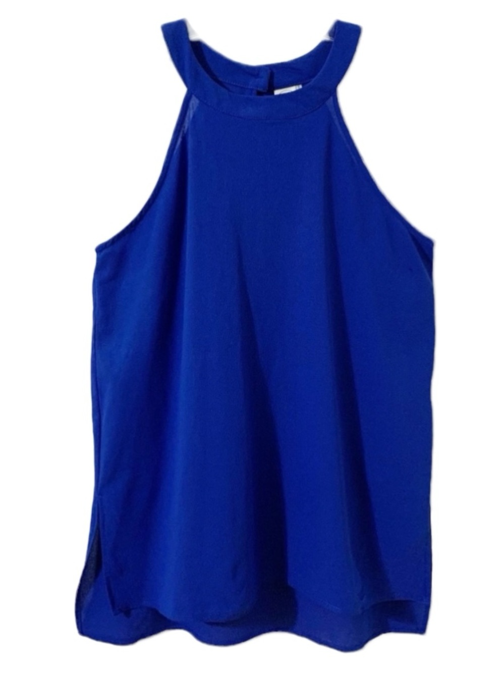 Paper Crane Royal Blue Halter Neck Tank Top Keyhole Back Sleeveless Blouse Small